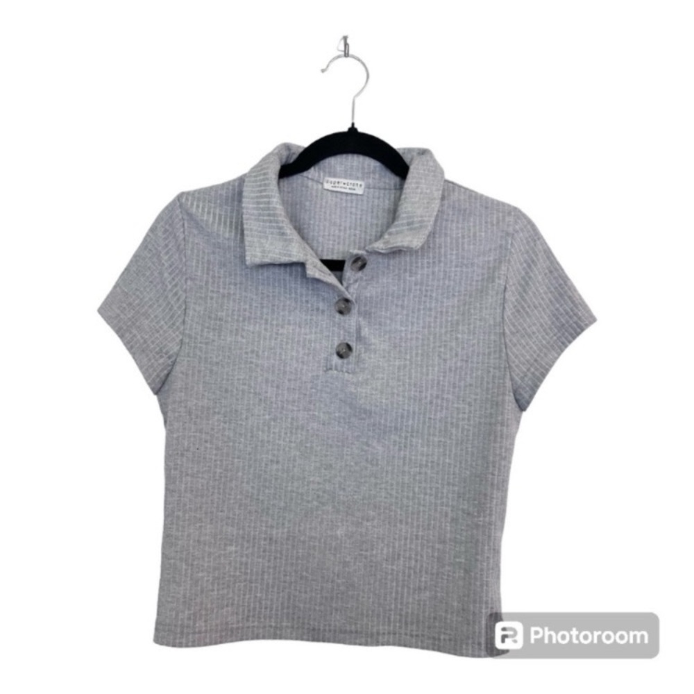 Paper crane Gray Collared Crop Top Size M
